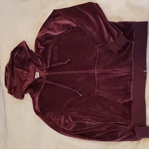 Womens VS Pink burgundy wine velour zip hoodie size medium.